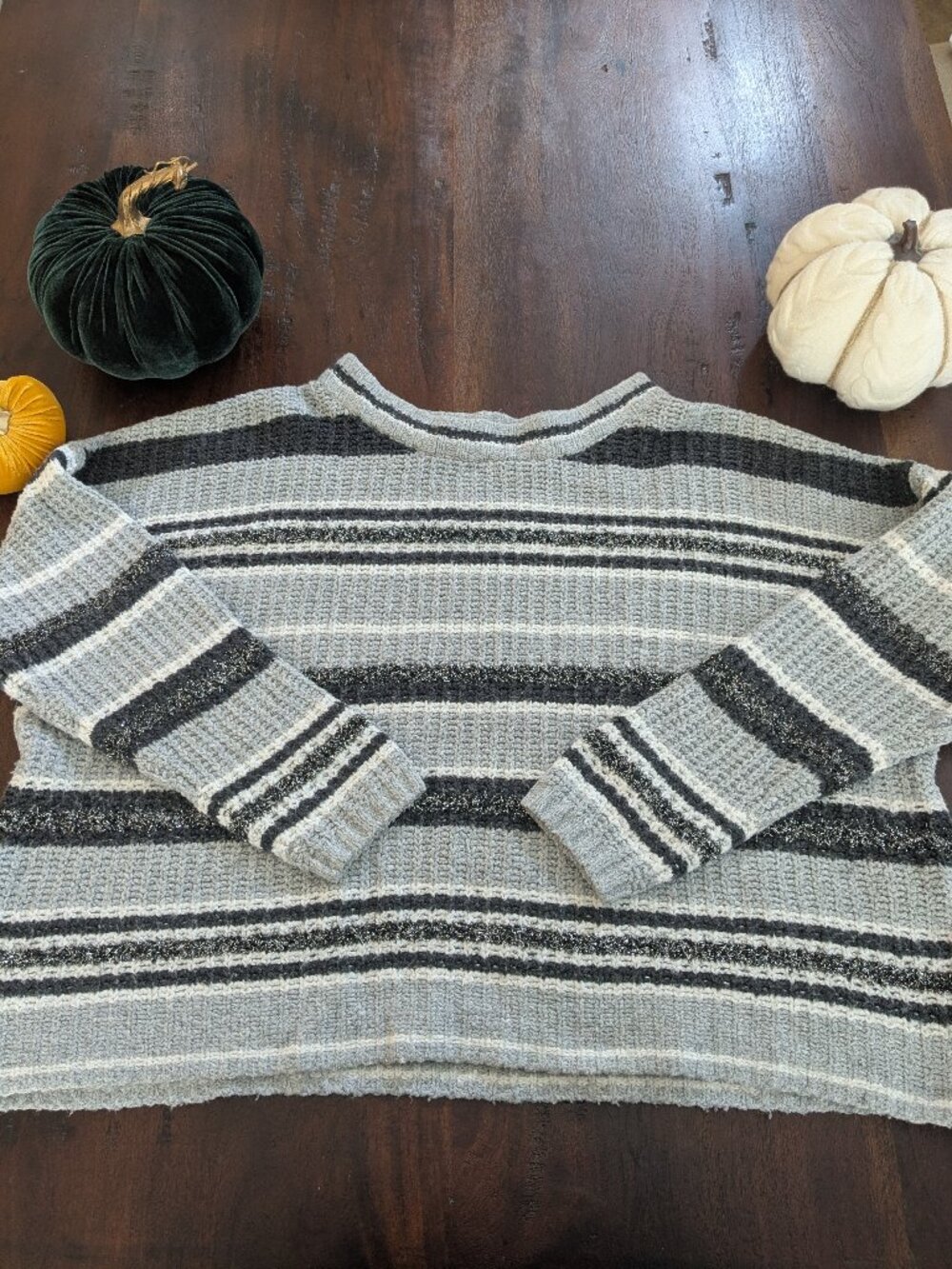 a.n.a Striped Metallic Lurex Knit Pullover Sweater Petite XXL / PXXL